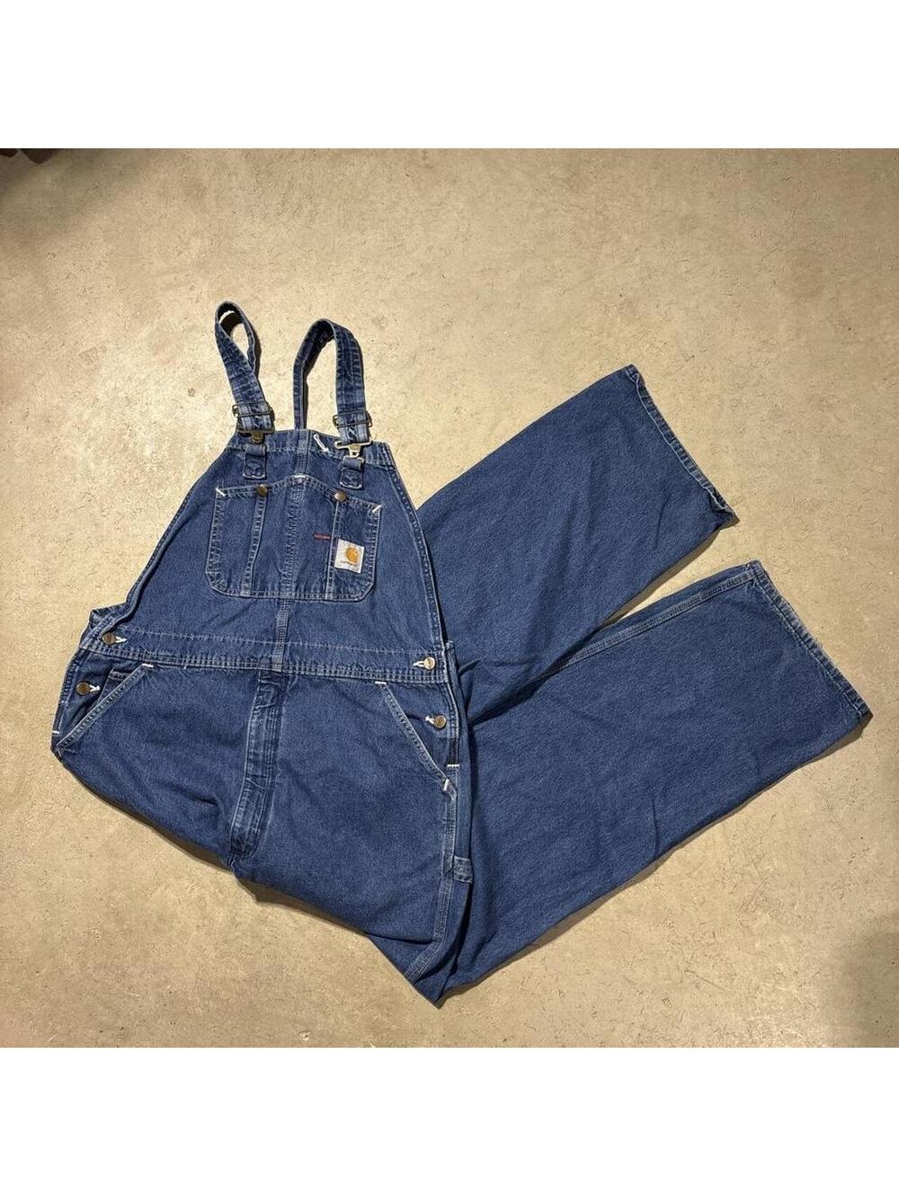 Vintage Y2K Carhartt R07 DST Denim Bib Overalls Mens 38x32 Workwear
